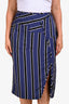 Acne Studios Blue/Black Striped Midi Skirt Size L