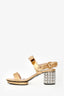 Prada Gold Metallic Bow Embellished Heels Size 36