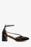 Aquazzura Black Patent Strappy Kitten Heels Size 38