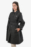 Prada 2023 Black Quilted Triangle Belted Coat Size 36