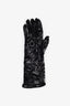 Pre-loved Chanel™ Black Mesh Velvet Camelia Gloves Size 7.5
