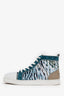 Christian Louboutin Blue Animal Print Lou Spikes High Top Sneakers Size 45 Men's