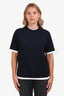 Prada Navy/White Cotton Embossed Logo T-Shirt Size S
