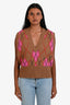 Ganni Brown/Pink Wool Argyle Sweater Vest Size L
