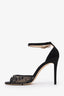 Jimmy Choo Black Mesh Beaded Detail Open Toe Heels Size 39