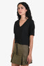 Frame Black Linen Cropped T-Shirt Size XS