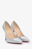 Christian Louboutin Silver Sequin Pointed Toe Heels Size 36.5