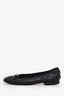 Pre-loved Chanel™ Black Aged Calfskin Quilted CC Cap Toe Ballerina Flats Size 35.5