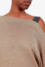 Brunello Cucinelli Taupe Linen Monili Bead Shoulder Sweater Size XS