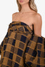 The Row Brown/Purple Checkered Katria Detachable Puff-Sleeve Mini Dress Est. Size XS S