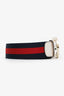 Gucci White/Red/Blue Leather Canvas Interlocking Buckle Size 90.36