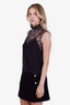 Dries Van Noten Black Silk Bead Detail High Neck Sleeveless Blouse Size 34