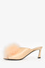 Saint Laurent Orange Blanco Feather Pom-Pom Mule Heels Size 38