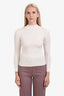 Fendi White Zucca Mock Neck Long Sleeve Top Size 36
