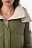 Brunello Cucinelli Green Hooded Zip Up Quilted Down Jacket Size 40