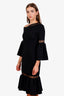 Simkahi Black Nylon Half Sleeve Open Cut Midi Dress Size XS