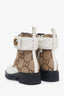 Gucci White Leather Monogram GG Combat Boots Size 38