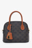 Celine Brown/Tan Canvas Calfskin Triomphe Teen Honorine Bag With Strap