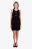 Maje Black Knit Patterned Button Up Mini Dress Size 36