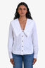 Ganni White Cotton Ruffled Lapel Shirt Size 36