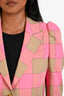 Smythe Pink and Brown Checked Puffed Sleeve Blazer Size 6