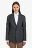 R13 Grey Wool Grey Pinstripe Shrunken Raw Hem Blazer Size S