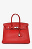 Hermès 2010 Red Clemence Birkin 35 PHW