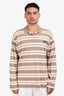 Miu Miu Brown/Cream Cotton Striped Long Sleeve Jersey Polo Size L