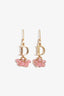 Christian Dior Gold Tone Beaded 'D' Charm Earrings