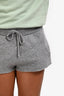 Miu Miu 2024 Grey Wool Cashmere Logo Embroidered Shorts Size 42