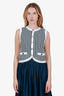 Veronica Beard White/Black Striped Sweater Vest Size M