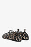 Ganni Leopard Print Canvas Lace Up Ballet Flat Size 37
