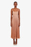 Zimmermann Brown Ottie Metallic Plissé Midi Dress Size 0