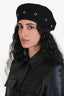 Hermès Black Cashmere Studded Beret Size 57