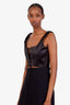 Guizio Black Satin Lace Up Bustier Top Size M