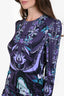 Emilio Pucci Purple/Teal Printed Rouched Midi Dress Size 12