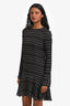 Theory Black/White Sheer Patterned Long Sleeve 'Marah' Mini Dress Size 00