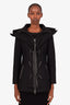 Mackage Black Wool Leather Zip Up Jacket with Hood Size S