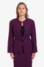 Pre-loved Chanel™ 1998 Purple Wool Tweed Jacket Suit Set Size 40 With Belt