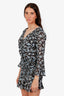 Veronica Beard Blue/Black Silk Floral Print Ruched Wrap Mini Dress Size 4