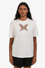 Maje White Crystal Embellished Butterfly Cut-Out T-Shirt Size 1