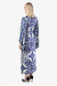 Dolce & Gabbana Blue/White Silk Majolica Print Long Sleeve Maxi Dress Size 4