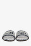 Christian Dior Blue Canvas Embroidered 'Dway' Slide Sandals Size 37.5