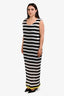 Issey Miyake Black/White Striped Sleeveless Maxi Dress Size L