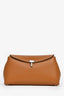 Toteme Brown Grained Leather T-Lock Clutch