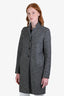 Harris Wharf London Grey Wool Check Detailed Coat Size 42