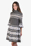 Pre-Loved Chanel™ 2019 Runway Grey/White Wool Yak Cashmere Fair Isle Dress Size 40