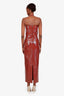 The New Arrivals Burgundy Coated Halter Top Midi Dress Size 36