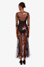 For Love & Lemons Black Floral Mesh Maxi Length Beach Cover Up Size XS