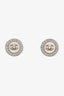 Pre-loved Chanel™ 2018 Silver Tone Crystal CC Round Pearl Earrings